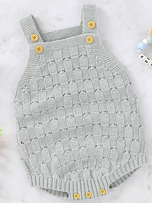 Baby Fall Be-Weave-It or Knot Knit Romper Onesie Grey