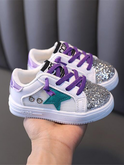 Kids Shoes By Liv & Mia | Girls Glitter Toe Star Low Top Sneakers