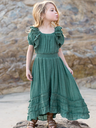 Evergreen Chic Hi-Lo Maxi Dress