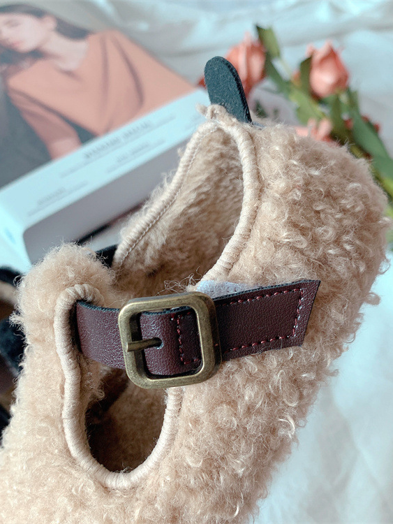 Wooly Warm T-Strap Flats by Liv and Mia