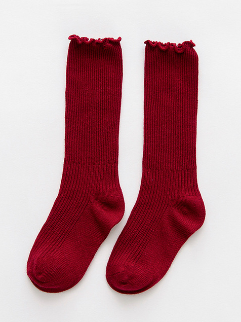 Little girls able-knit mid-calf socks with ruffle trim - Mia Belle Girls