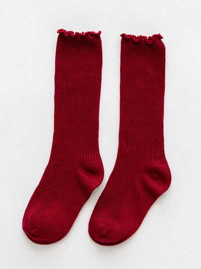 Little girls able-knit mid-calf socks with ruffle trim - Mia Belle Girls