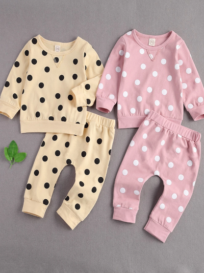 Baby Precious Polka Dot Long Sleeve Shirt And Legging Set