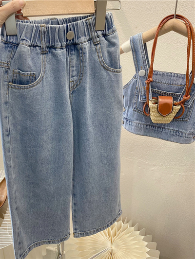 Girls Fall Outfits | Denim Overall Top & Pants Set - Mia Belle Girls