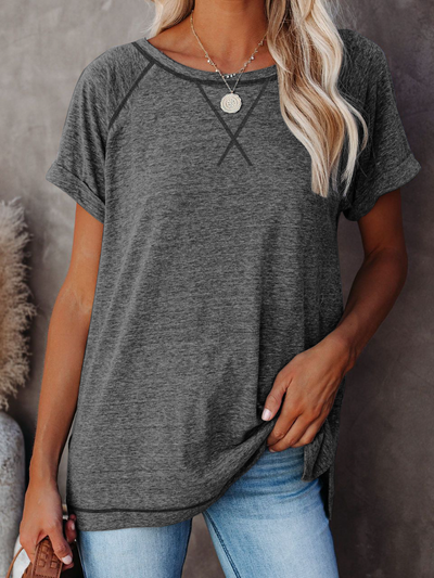 Women's Raglan Ready Short Sleeve Top Grey