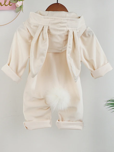 Baby Rowdy Rabbit Romper Jumpsuit Hooded Onesie Creme