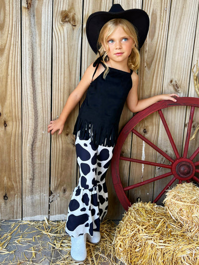 Feeling Groovy Cow Print Flare Pants Set