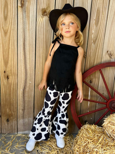 Feeling Groovy Cow Print Flare Pants Set