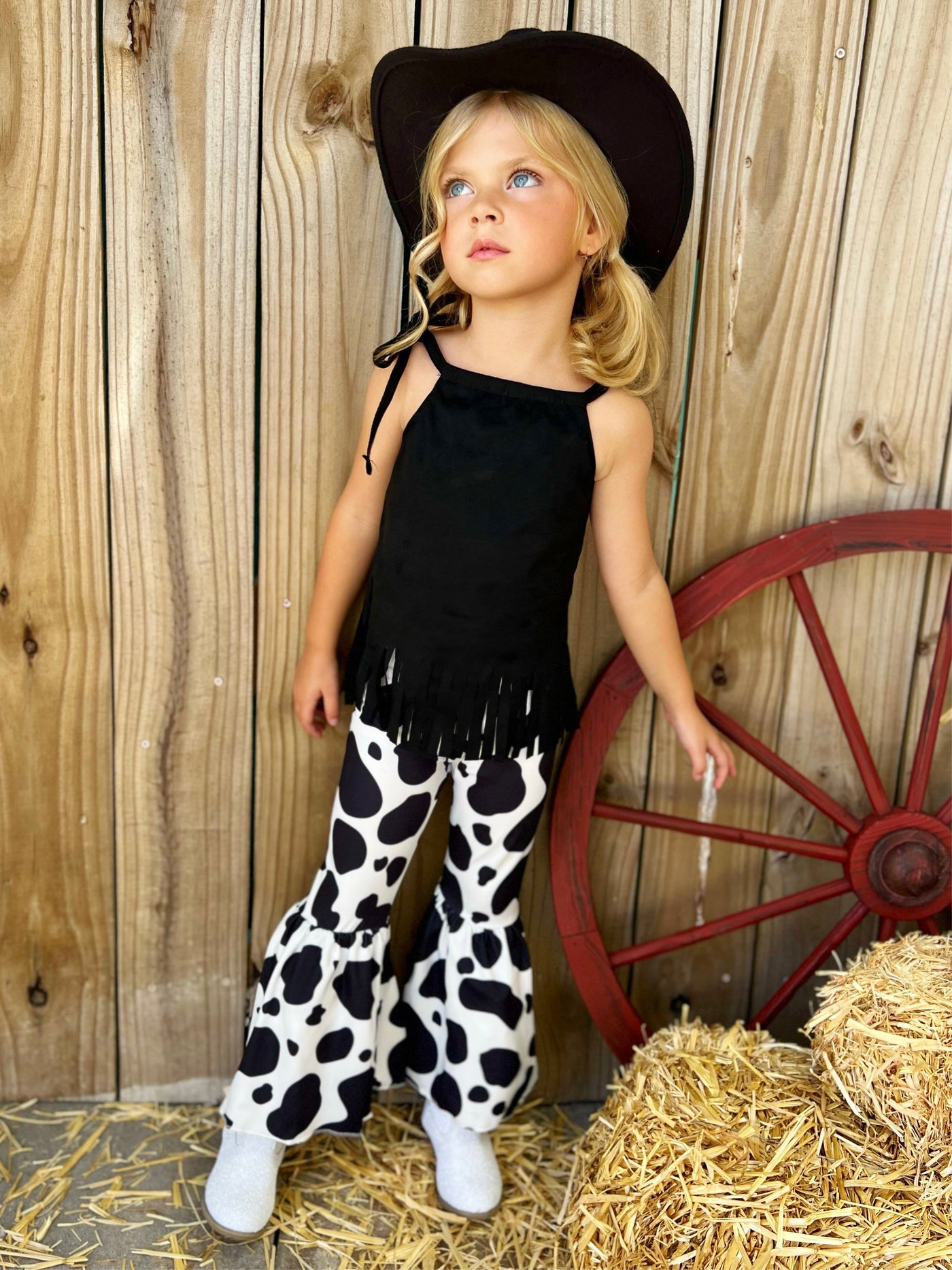Feeling Groovy Cow Print Flare Pants Set