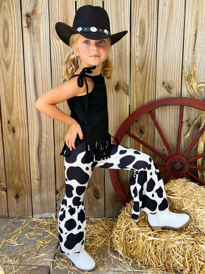 Feeling Groovy Cow Print Flare Pants Set