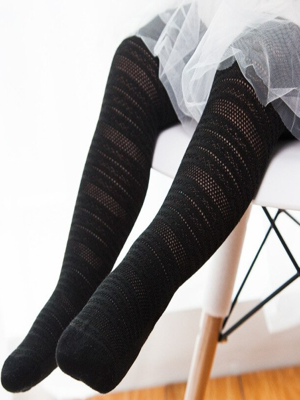Baby Princess Bow Mesh Stockings Black