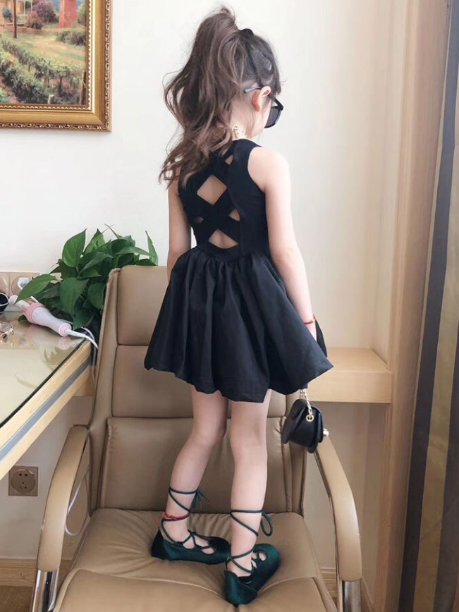 Toddler Spring Casual Dresses | Girls Little Black Pleated Dress