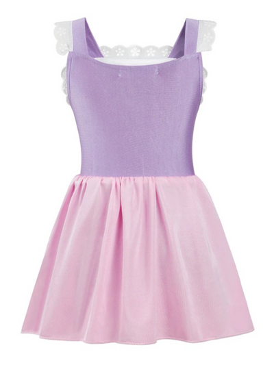 Little Girls Swimwear | Purple Princess Skirted One Piece Swimsuit