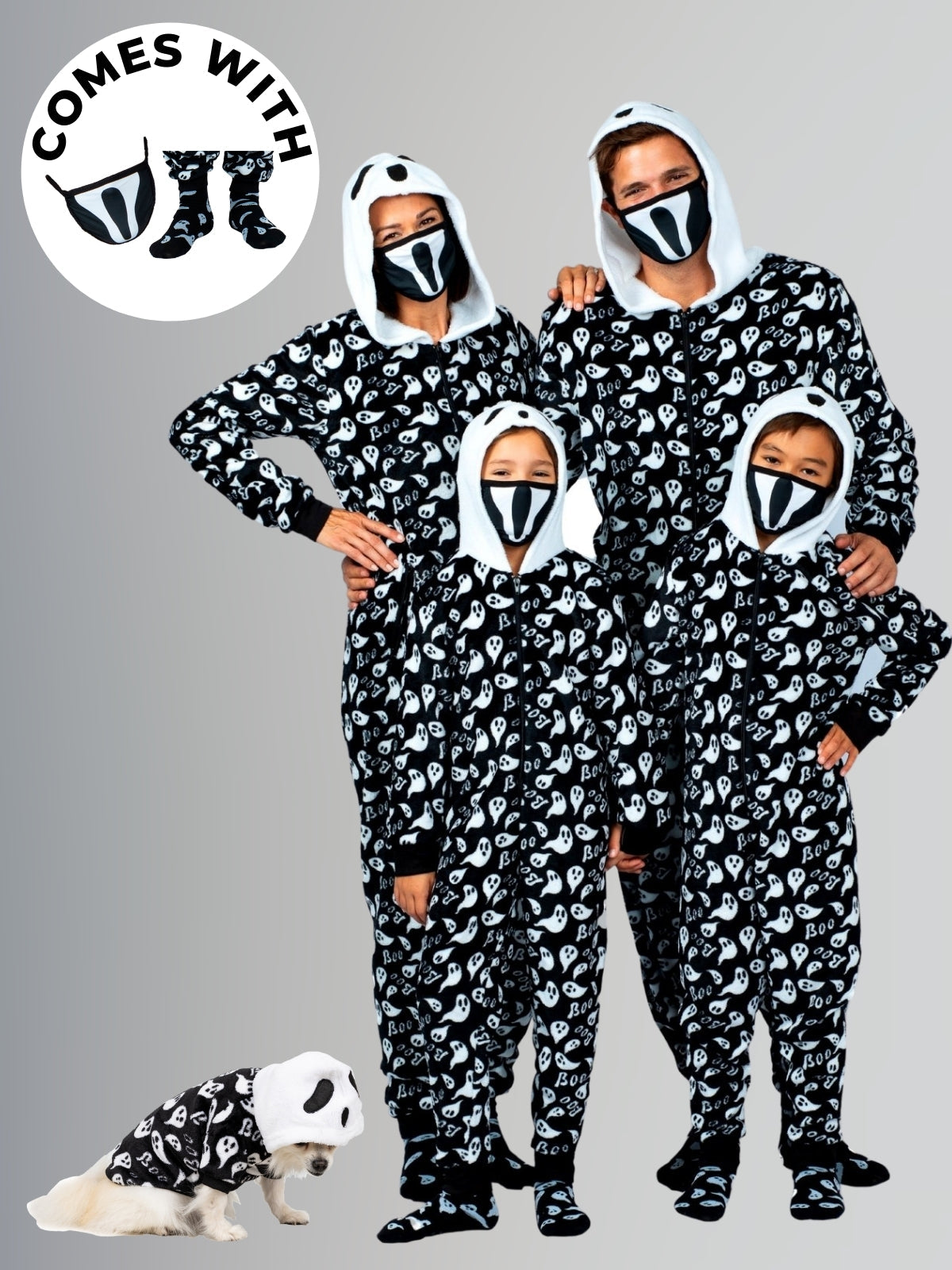 Family Halloween Ghost Hoodie Onesie Pajamas Set - Mia Belle Girls