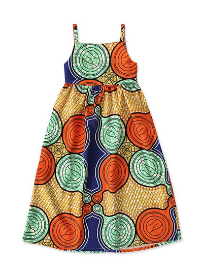 Little Girls Resort Wear | Abstract Kente Design Halter Maxi Dress