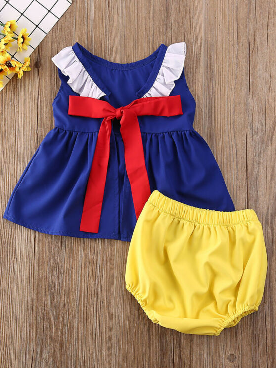 Baby Snow White Inspired Top with Bloomers and Matching Headband Set
