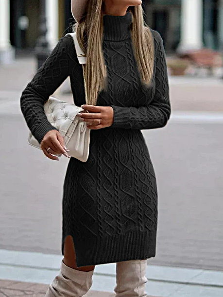 Women's Turtle Neck Knit Dress - Mia Belle Girls