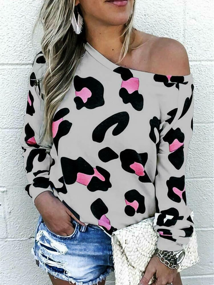 Women's Wild Side One Shoulder Long Sleeve Top Grey