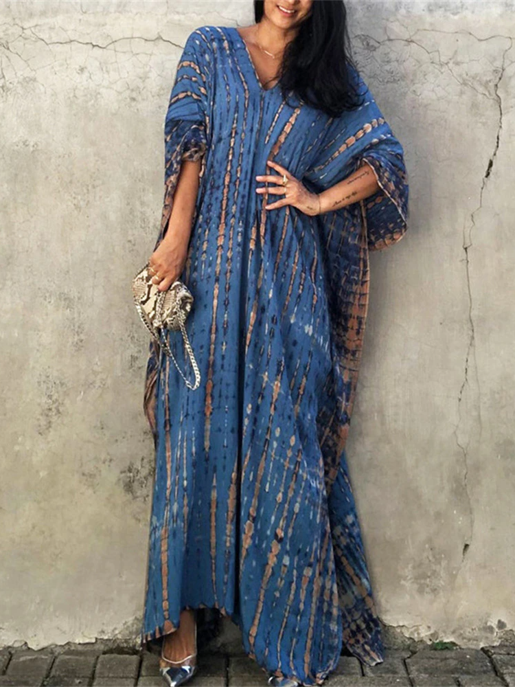 Women's Reptile Print Oversized Maxi Cover Up - Navy - Women's Cover Up