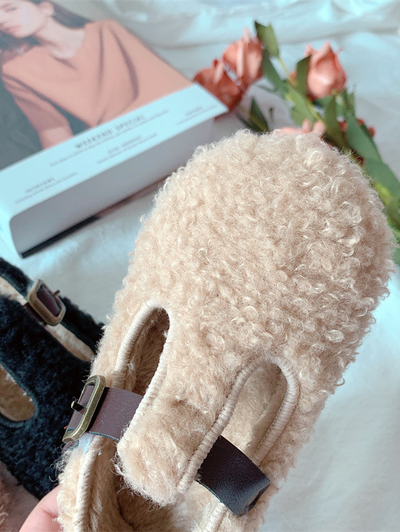 Wooly Warm T-Strap Flats by Liv and Mia