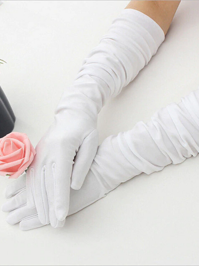 Halloween Accessories | Women's Satin Finger Gloves | Mia Belle Girls