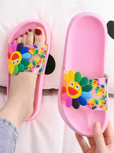 Women's Colorful Smile Sunflower Slides By Liv and Mia