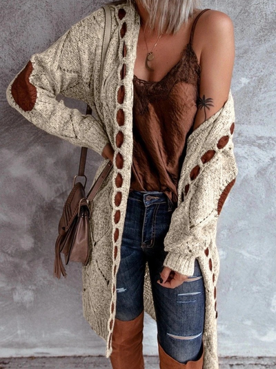 Women's Vintage Elegance Hooded Cardigan Ivory