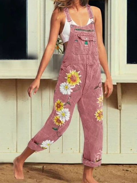 Women's Sunflower Denim Overalls
