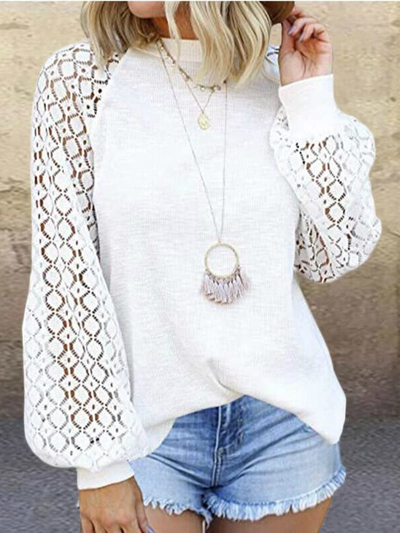 Women's Pure Elegance Crochet Sleeved Top - Mia Belle Girls