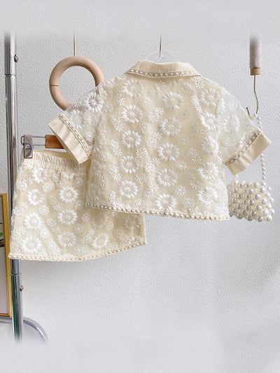 My Elegant Girl Floral Blouse And Skirt Set