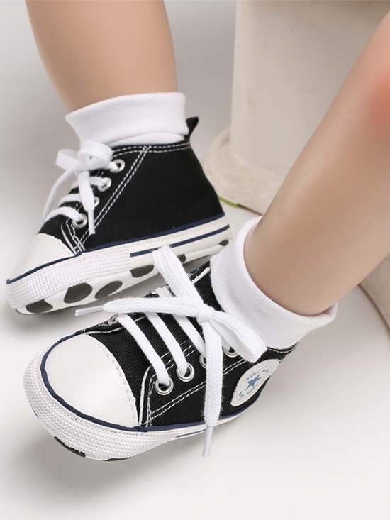 Baby First Steppers Canvas Sneaker Flats by Liv and Mia Black