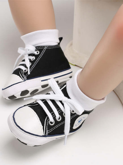 Baby First Steppers Canvas Sneaker Flats by Liv and Mia Black