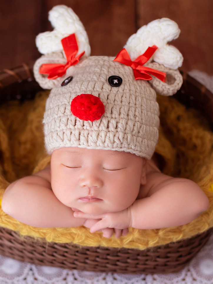Baby 'Oh Dear, Rudolph' Crochet Knit Beanie Cap