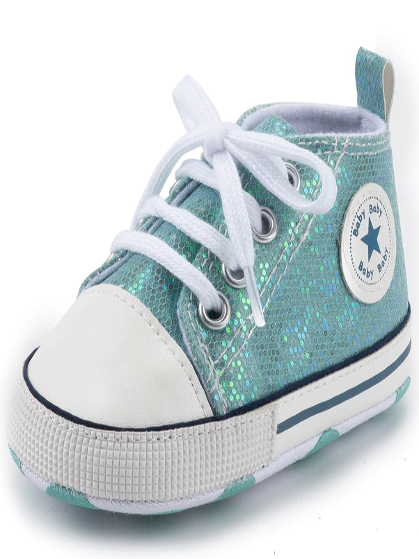 Baby First Steppers Mermaid Shimmer Anti-Slip Sneakers by Liv and Mia Green