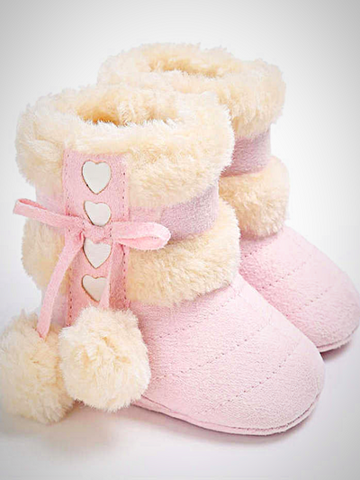 Baby Little Hearted Faux Fur Lined Booties - Mia Belle Girls