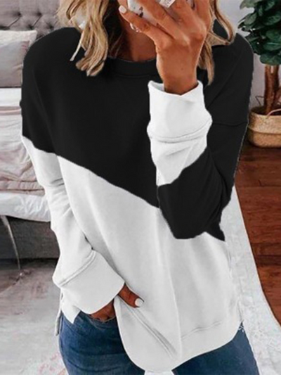 Women's Praiseworthy Patchwork Long Sleeve Top Black