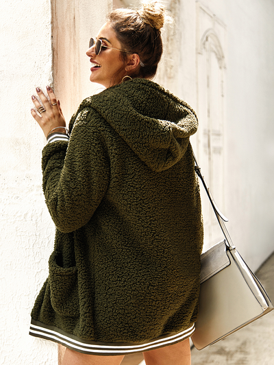 Women's Varsity Full-Zip Hooded Fleece Cardigan Green