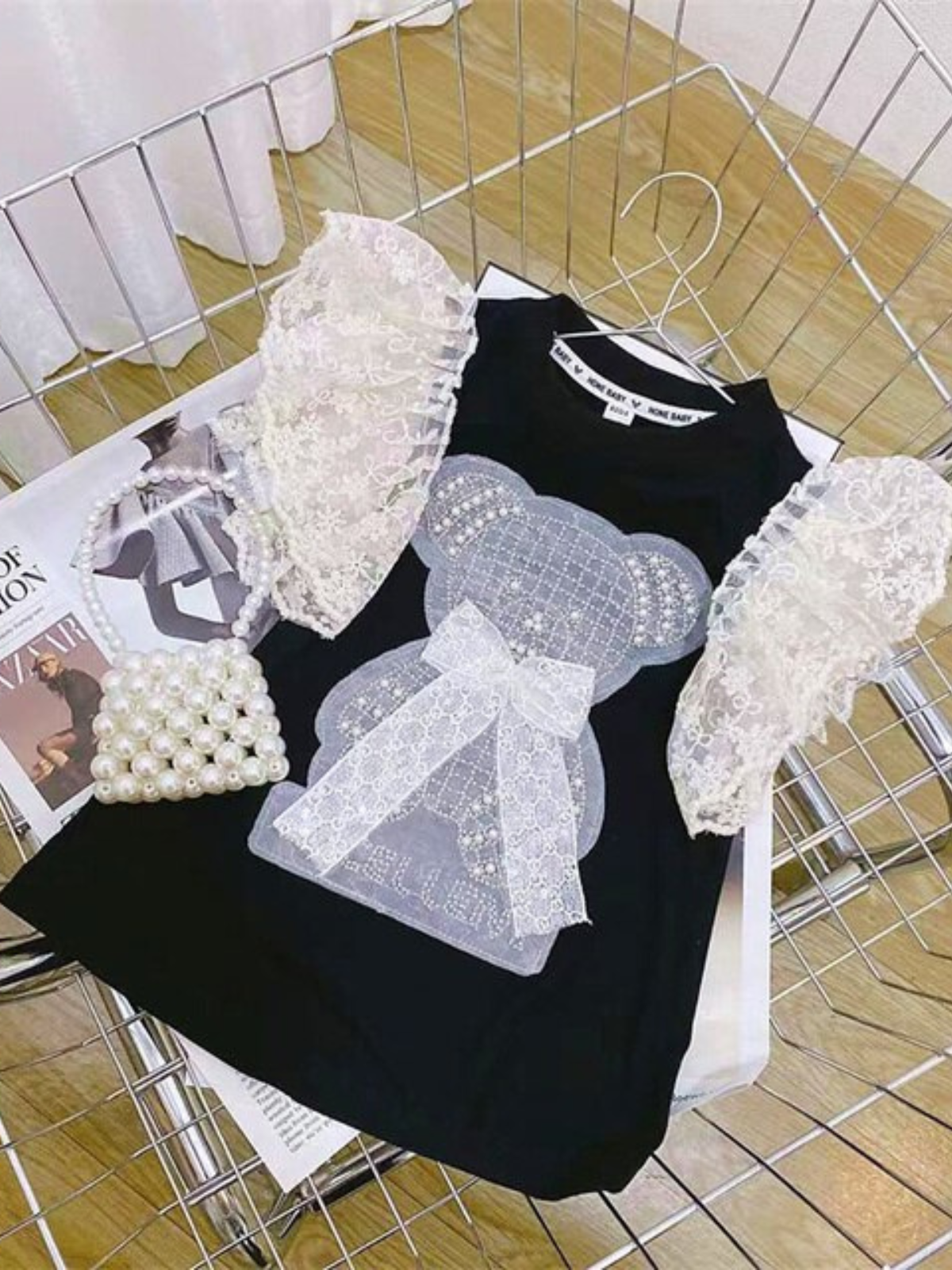 Posh Teddy Lace Sleeve Party Dress