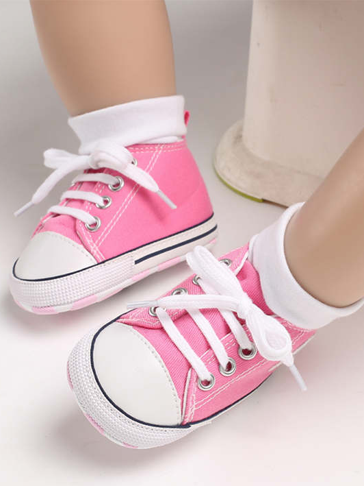 Baby First Steppers Canvas Sneaker Flats by Liv and Mia Pink