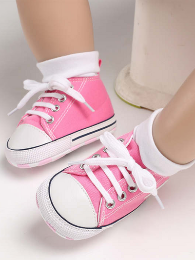 Baby First Steppers Canvas Sneaker Flats by Liv and Mia Pink