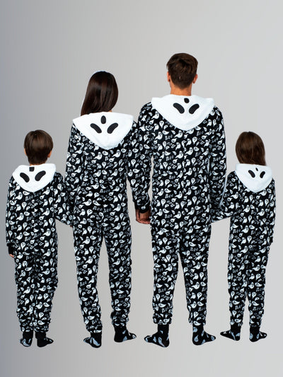 Family Halloween Ghost Hoodie Onesie Pajamas Set - Mia Belle Girls