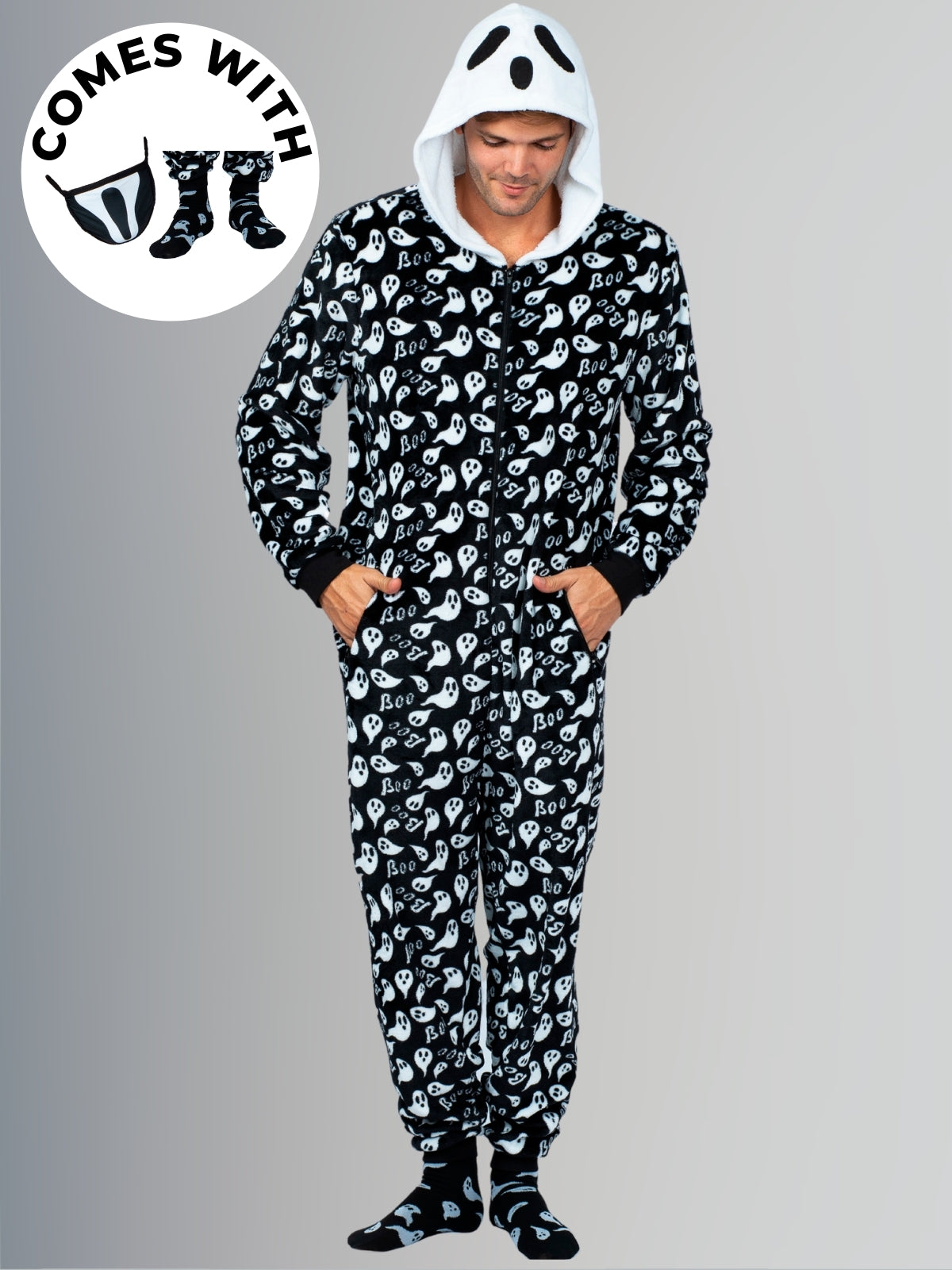 Family Halloween Ghost Hoodie Onesie Pajamas Set - Mia Belle Girls