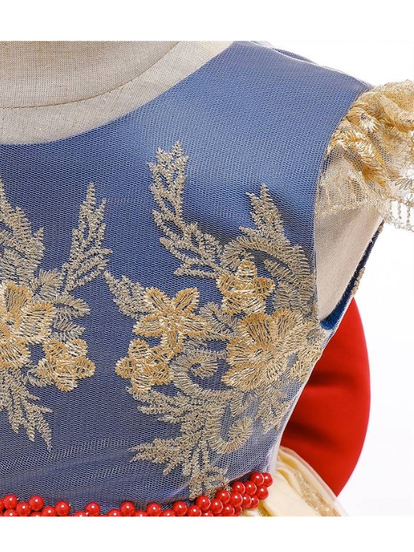 Baby Floral Lace Embroidered Beaded Dress with Bow-Gold