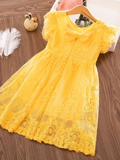 Girls Spring & Summer Dresses | Toddlers Ruffle Lace Floral Bow Dress