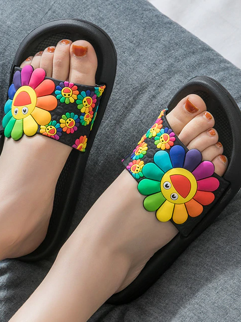 Women's Smile Sunflower Slides By Liv and Mia