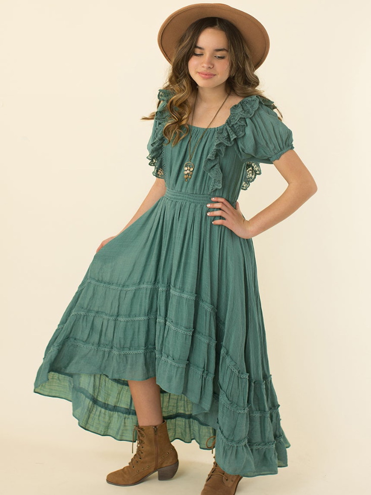 Evergreen Chic Hi-Lo Maxi Dress