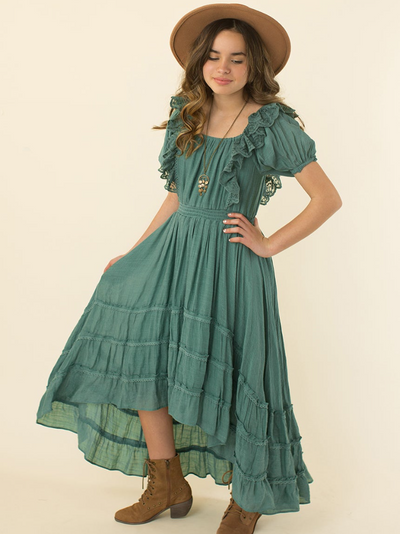 Evergreen Chic Hi-Lo Maxi Dress