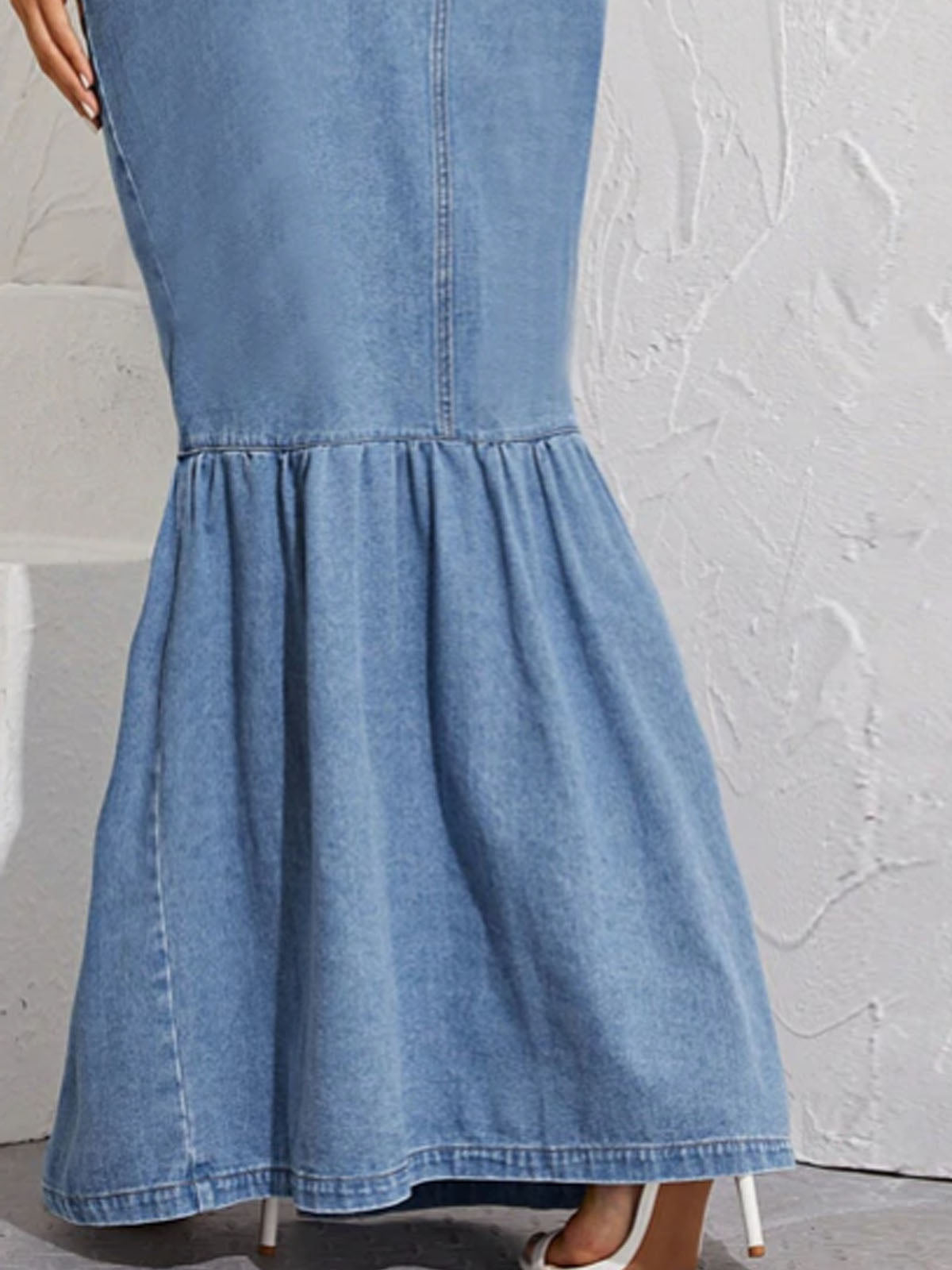 Women's Fishtail Denim Maxi Skirt