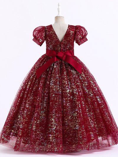 Winter Whimsy Sparkle Puff Sleeve Gown