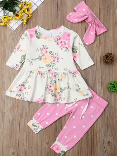Baby Petite Fleur Tunic with Leggings and Matching Headband Set - Mia Belle Girls